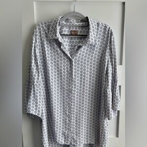 Chico's White and deep baby, almost black Patterned Casual Shirt.